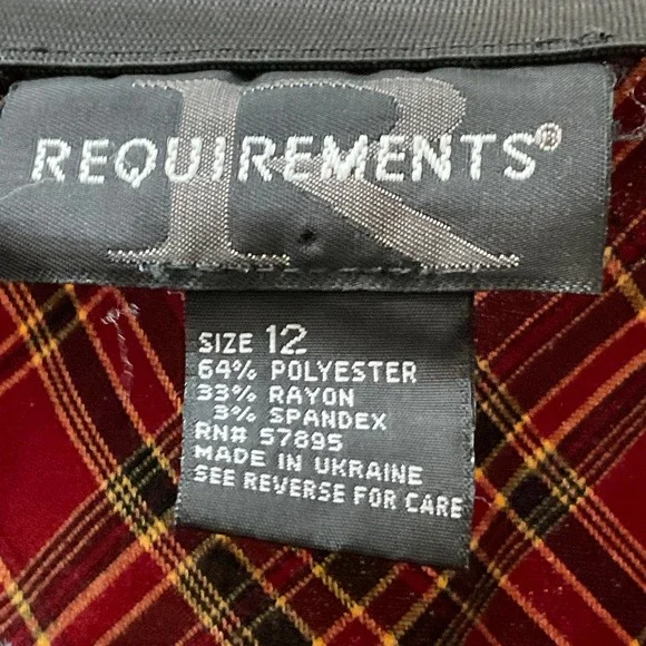 Requirements Women’s Plaid Skirt Size 12 - Picture 3 of 4
